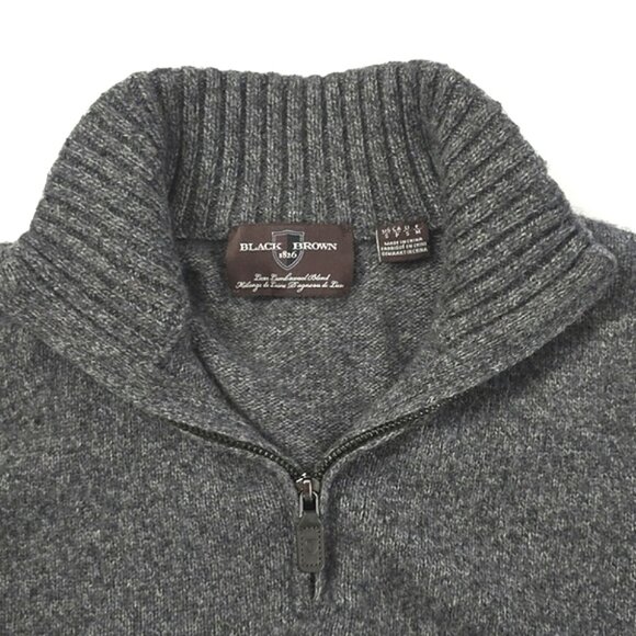 Black Brown 1826 Men's Grey Lambswool Blend 1/4 Zip Pullover Sweater Size Small - Picture 5 of 14
